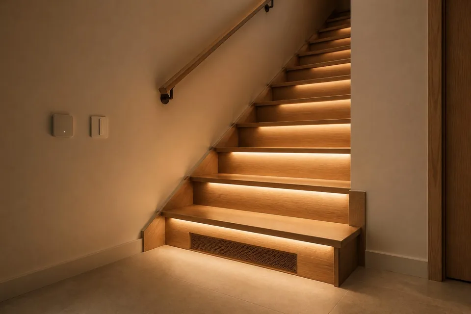 Illustration: staircase with LED step lighting